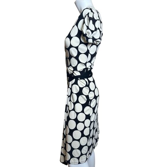 Diane Von Furstenberg Black & White Wrap Jersey Stretch Dress sz 8 Flawed - Picture 6 of 11